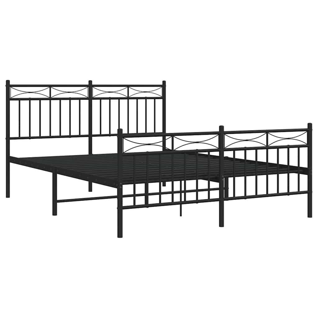 Giroletto con Testiera e Pediera Metallo Nero 135x190 cm | homemem39