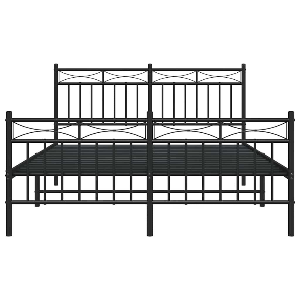 Giroletto con Testiera e Pediera Metallo Nero 135x190 cm | homemem39