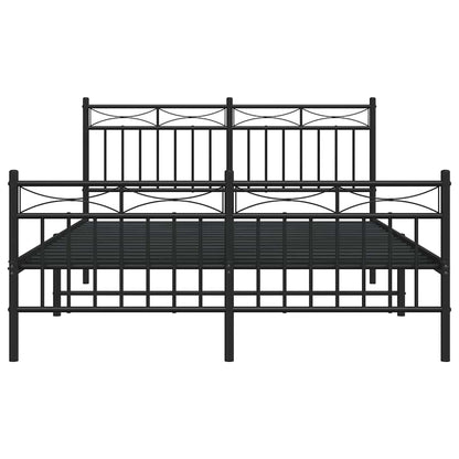 Giroletto con Testiera e Pediera Metallo Nero 135x190 cm | homemem39