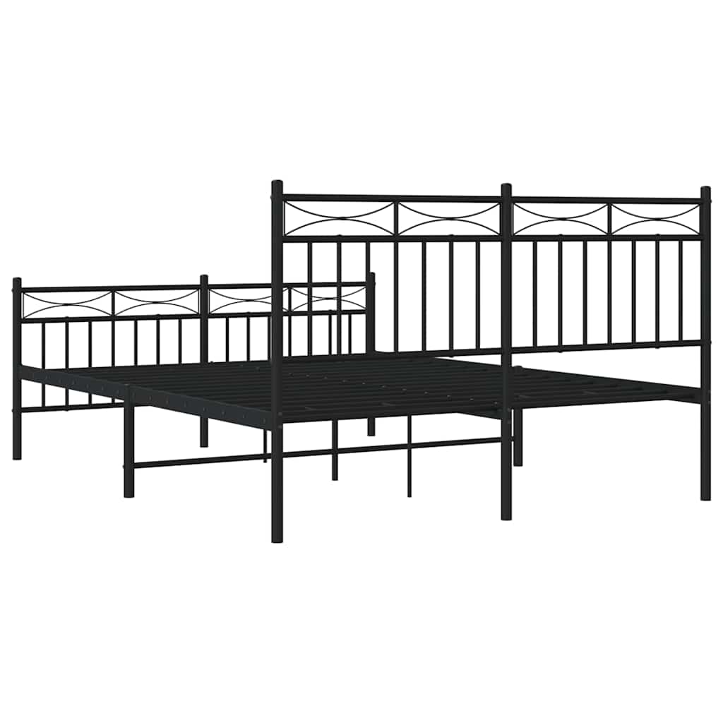 Giroletto con Testiera e Pediera Metallo Nero 135x190 cm | homemem39