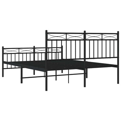 Giroletto con Testiera e Pediera Metallo Nero 135x190 cm | homemem39
