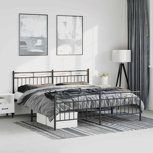 Giroletto con Testiera e Pediera Metallo Nero 183x213 cm | homemem39