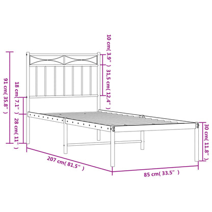 Giroletto con Testiera Metallo Bianco 80x200 cm | homemem39
