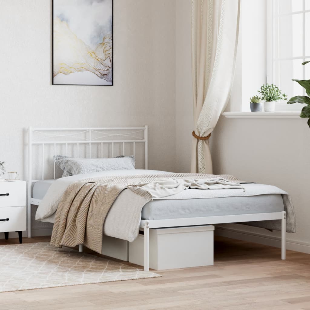 Giroletto con Testiera Metallo Bianco 107x203 cm | homemem39