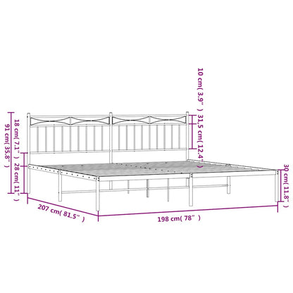 Giroletto con Testiera Metallo Bianco 193x203 cm | homemem39