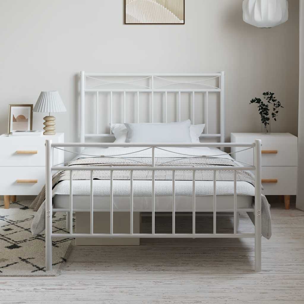 Giroletto con Testiera e Pediera Metallo Bianco 100x190 cm | homemem39