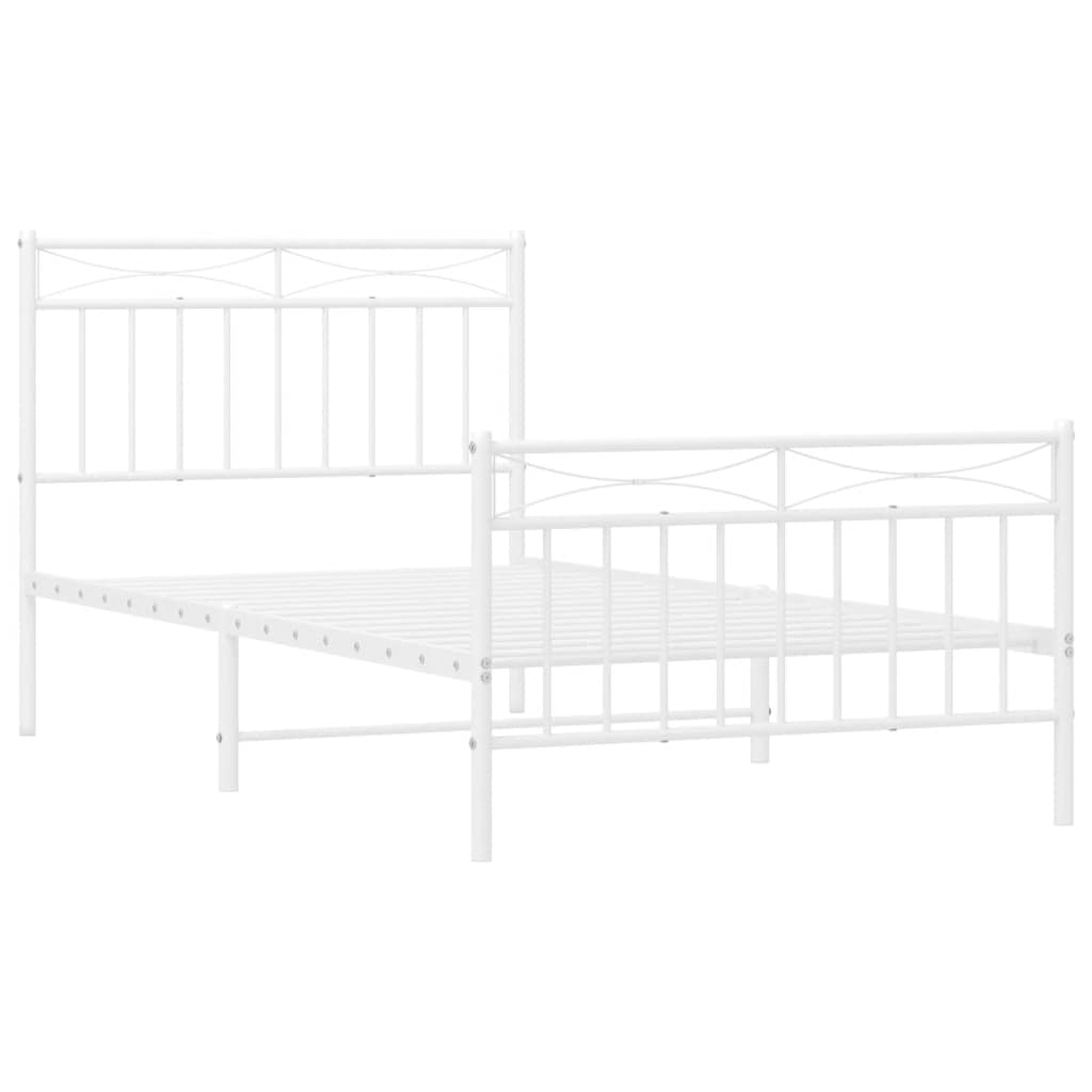 Giroletto con Testiera e Pediera Metallo Bianco 100x190 cm | homemem39