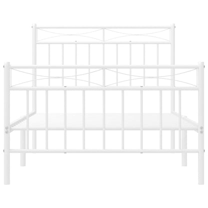 Giroletto con Testiera e Pediera Metallo Bianco 100x190 cm | homemem39