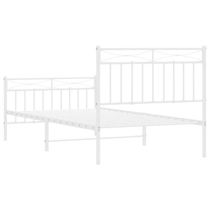Giroletto con Testiera e Pediera Metallo Bianco 100x190 cm | homemem39