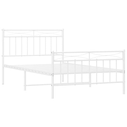 Giroletto con Testiera e Pediera Metallo Bianco 100x200 cm | homemem39