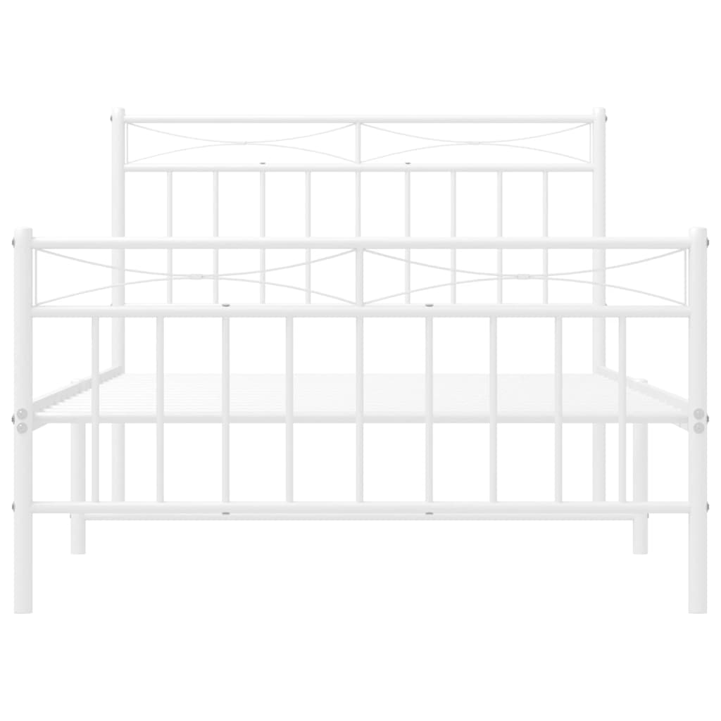 Giroletto con Testiera e Pediera Metallo Bianco 100x200 cm | homemem39