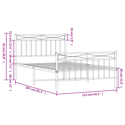 Giroletto con Testiera e Pediera Metallo Bianco 107x203 cm | homemem39