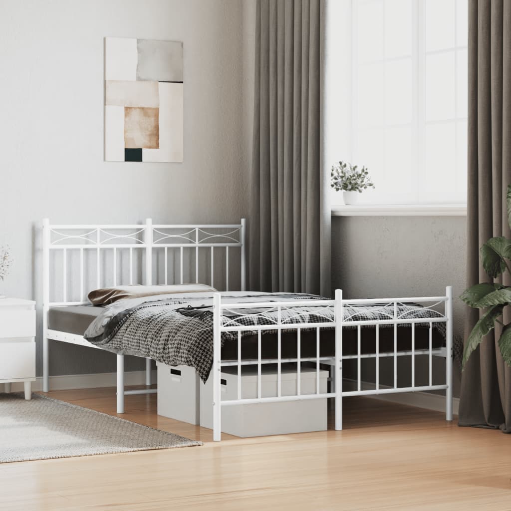Giroletto con Testiera e Pediera Metallo Bianco 120x200 cm | homemem39