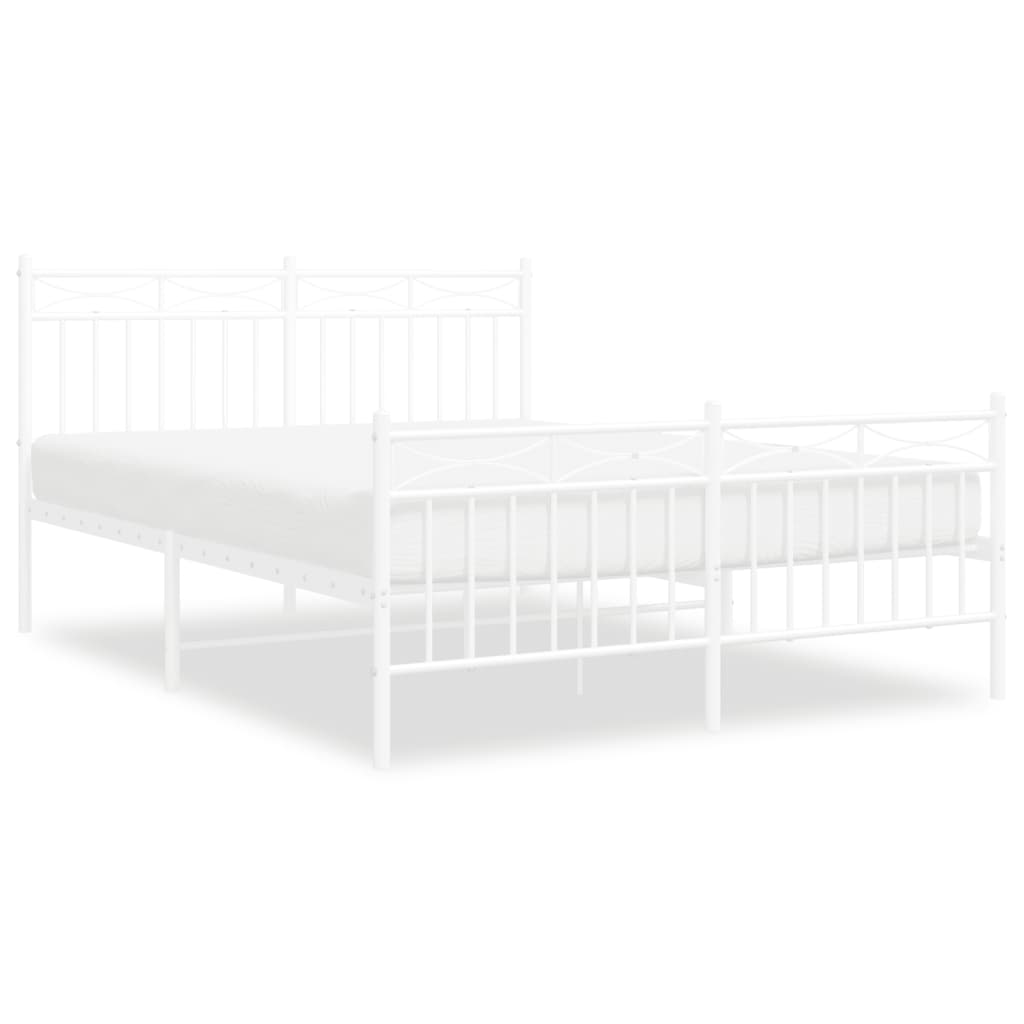Giroletto con Testiera e Pediera Metallo Bianco 140x190 cm | homemem39
