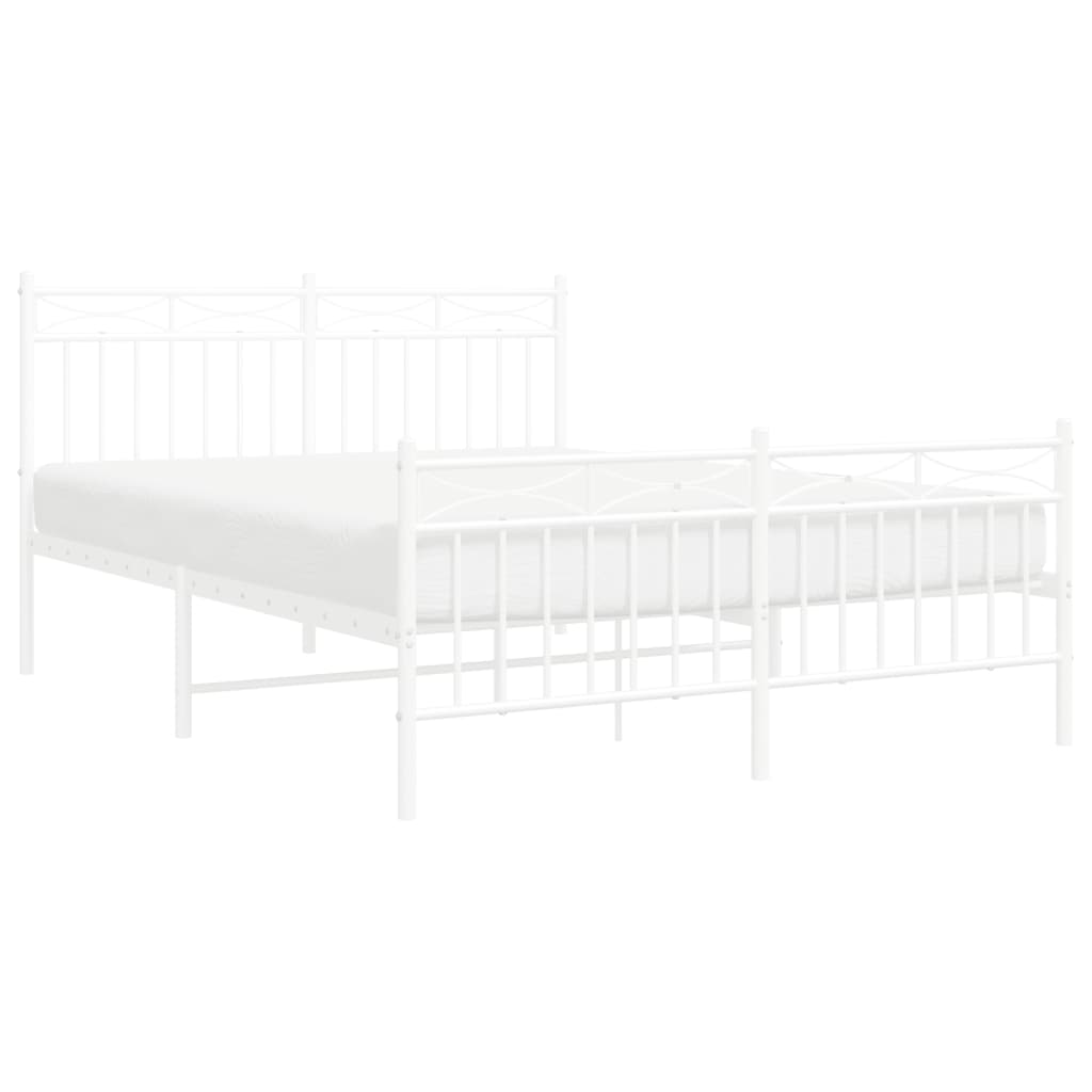 Giroletto con Testiera e Pediera Metallo Bianco 140x190 cm | homemem39