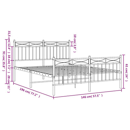 Giroletto con Testiera e Pediera Metallo Bianco 140x190 cm | homemem39