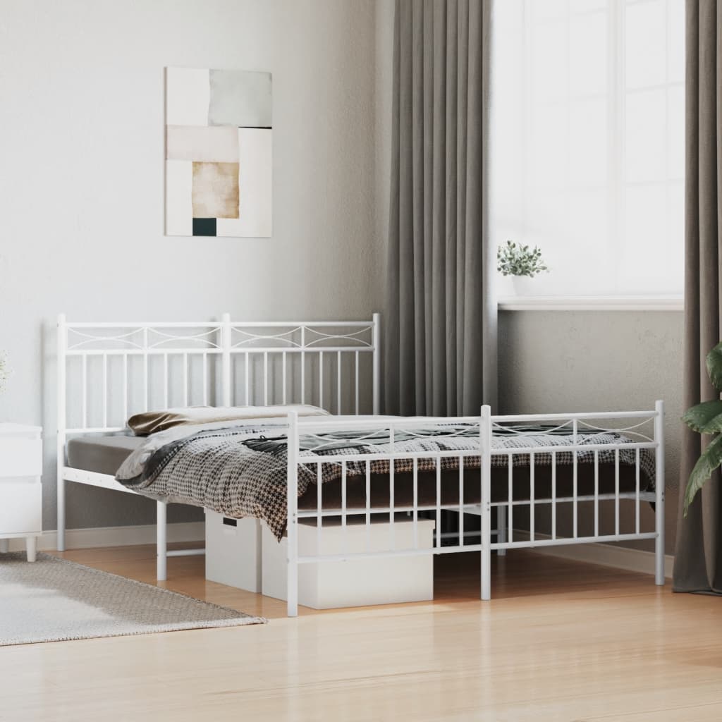 Giroletto con Testiera e Pediera Metallo Bianco 140x190 cm | homemem39