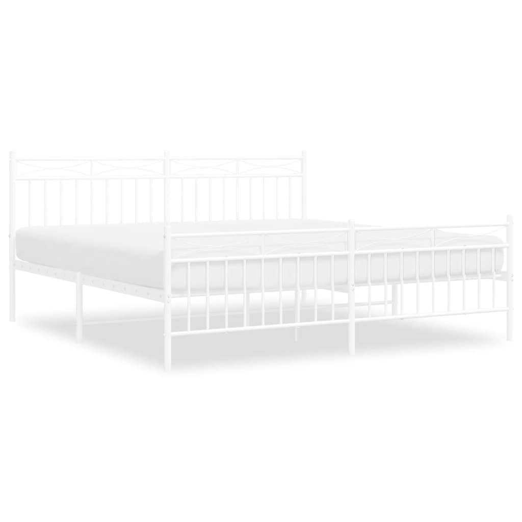 Giroletto con Testiera e Pediera Metallo Bianco 183x213 cm | homemem39