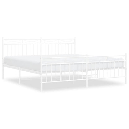 Giroletto con Testiera e Pediera Metallo Bianco 183x213 cm | homemem39