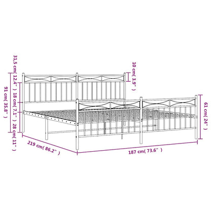 Giroletto con Testiera e Pediera Metallo Bianco 183x213 cm | homemem39