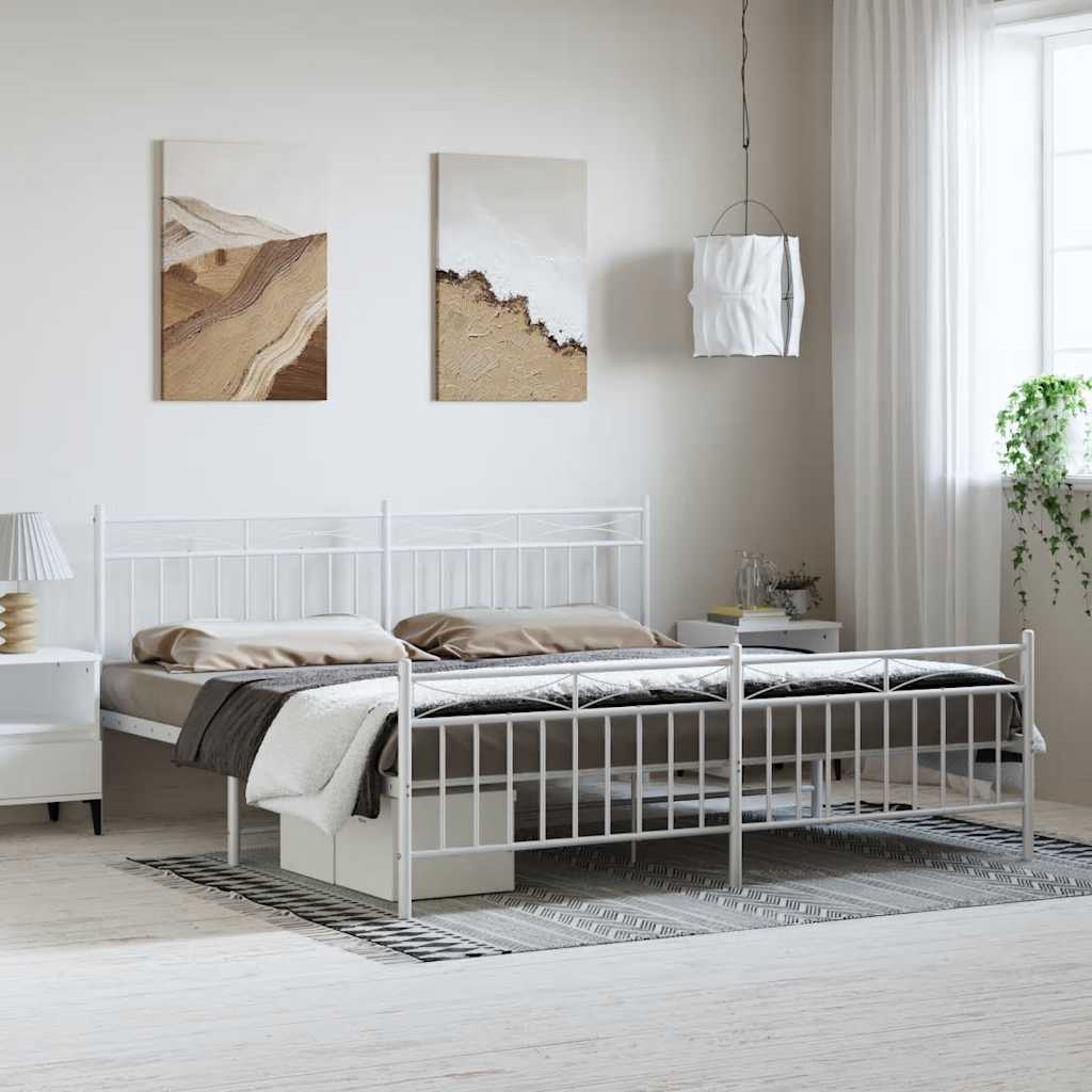 Giroletto con Testiera e Pediera Metallo Bianco 183x213 cm | homemem39