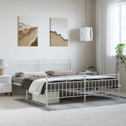 Giroletto con Testiera e Pediera Metallo Bianco 183x213 cm | homemem39