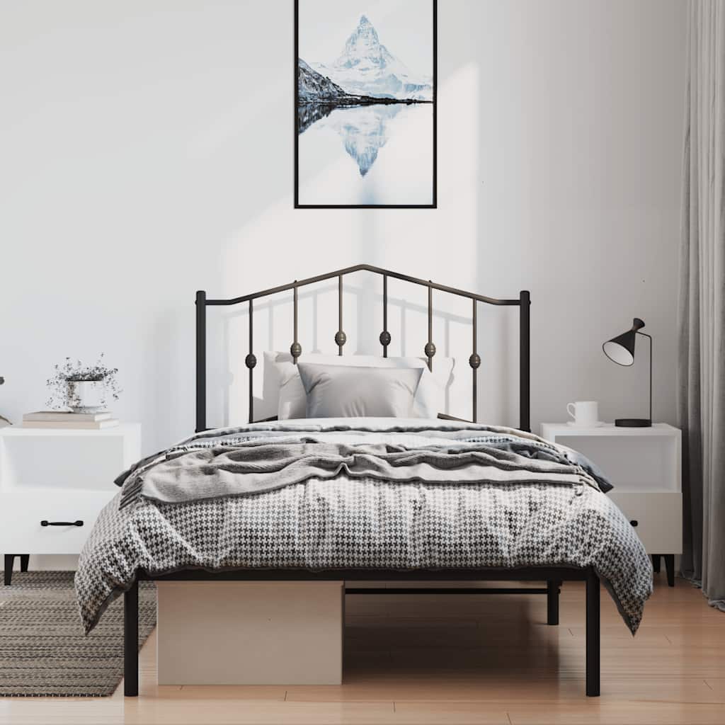 Giroletto con Testiera in Metallo Nero 100x190 cm | homemem39