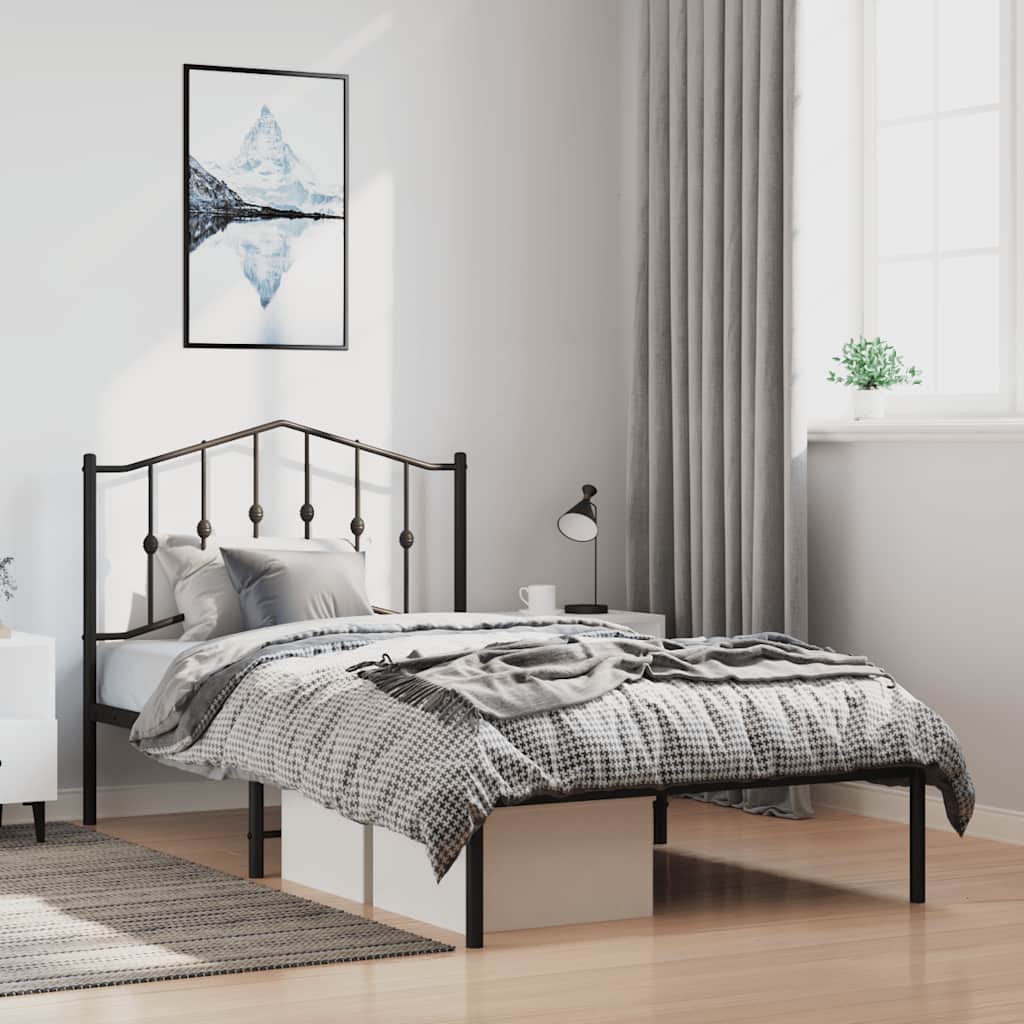 Giroletto con Testiera in Metallo Nero 100x190 cm | homemem39