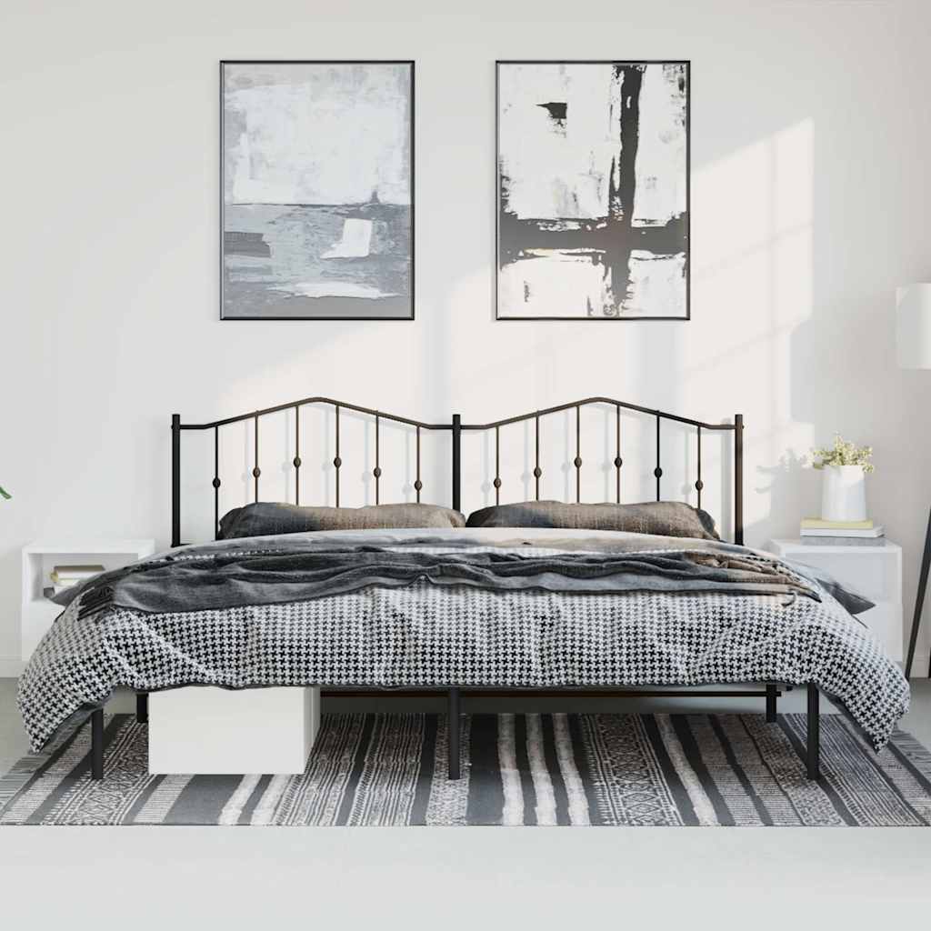 Giroletto con Testiera in Metallo Nero 193x203 cm | homemem39