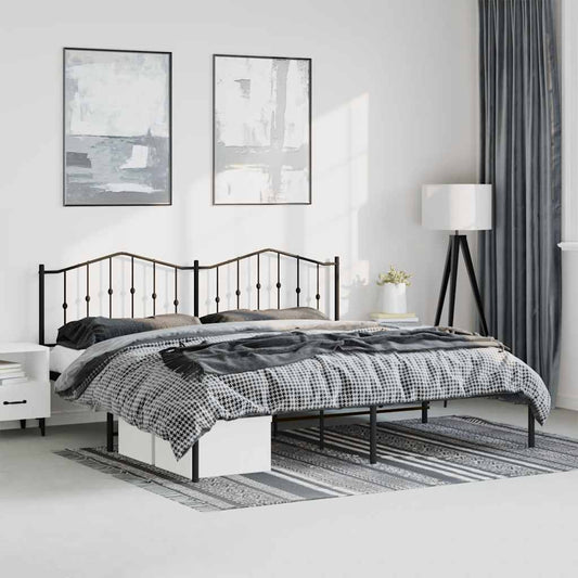 Giroletto con Testiera in Metallo Nero 193x203 cm | homemem39