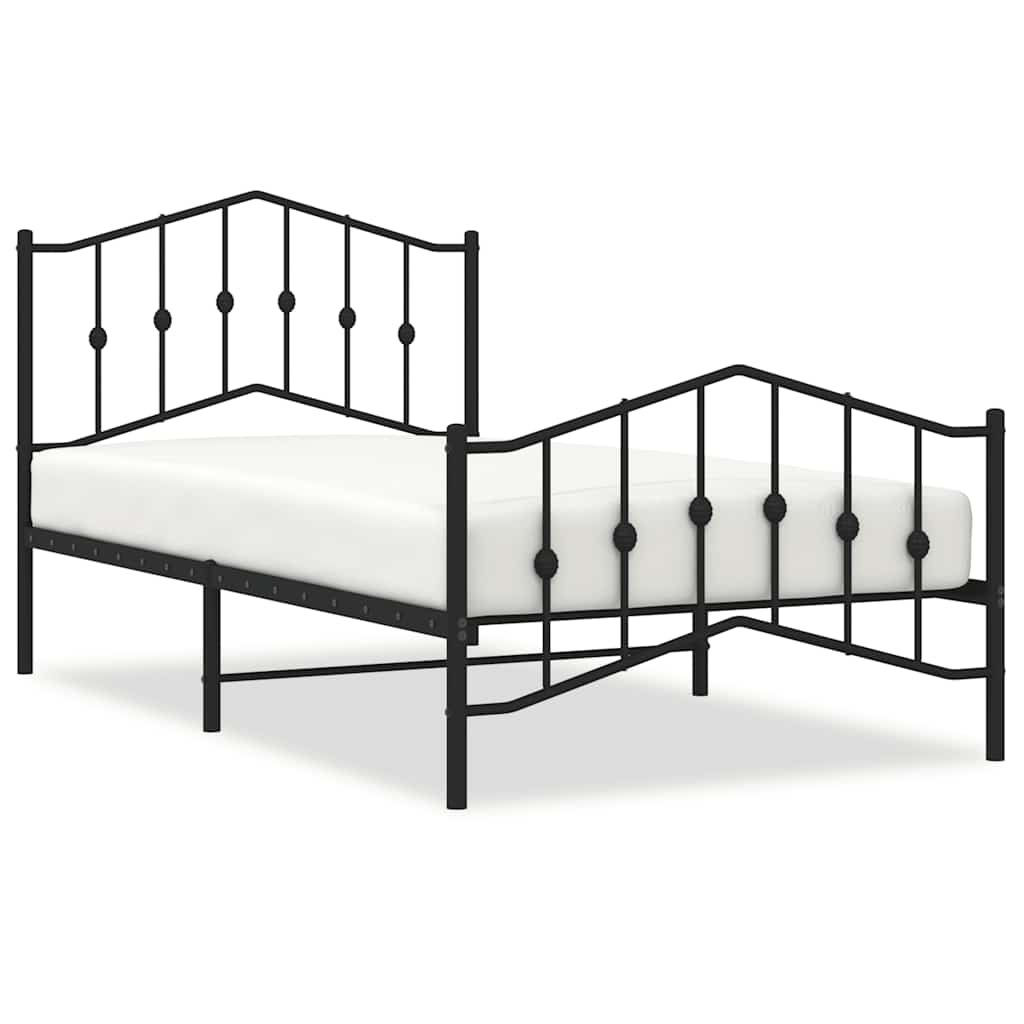 Giroletto con Testiera e Pediera Metallo Nero 100x190 cm | homemem39