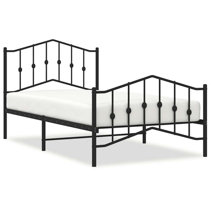 Giroletto con Testiera e Pediera Metallo Nero 100x190 cm | homemem39