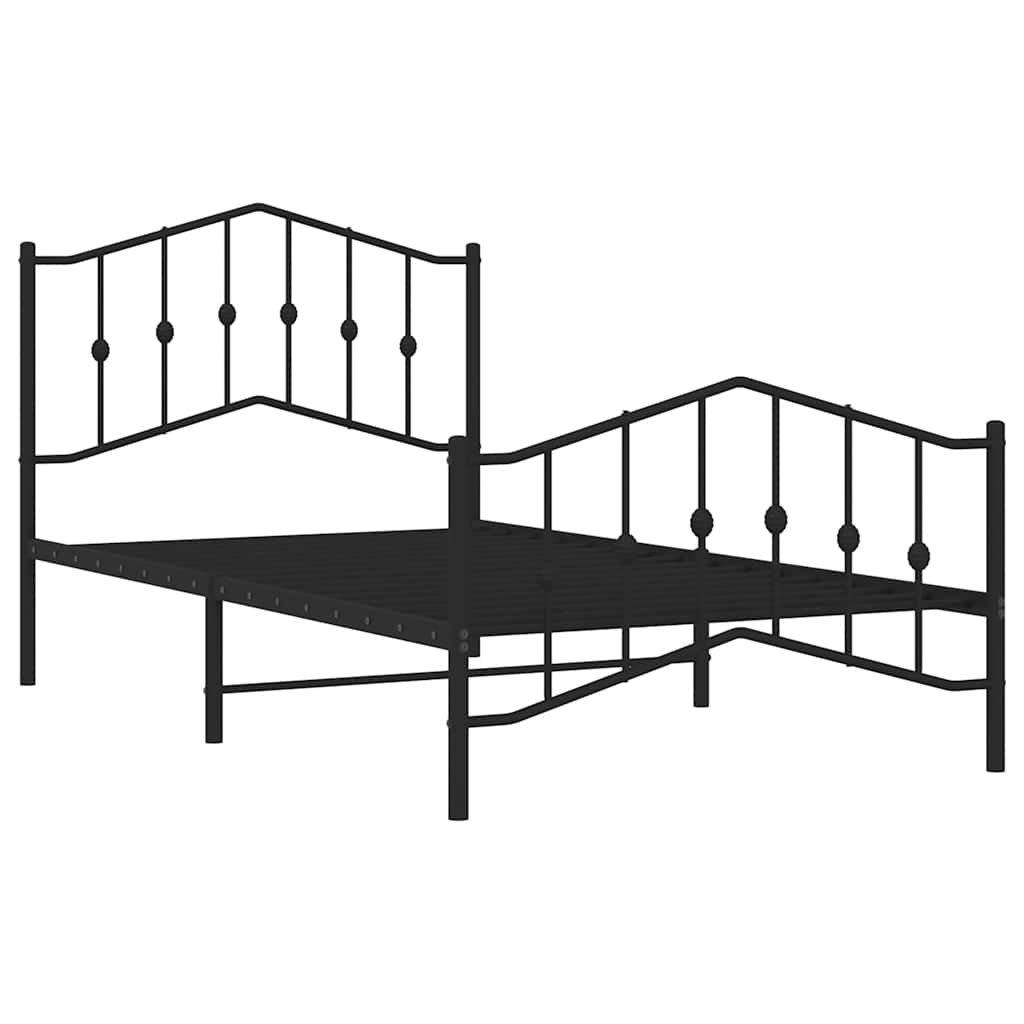 Giroletto con Testiera e Pediera Metallo Nero 100x190 cm | homemem39