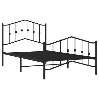Giroletto con Testiera e Pediera Metallo Nero 100x190 cm | homemem39
