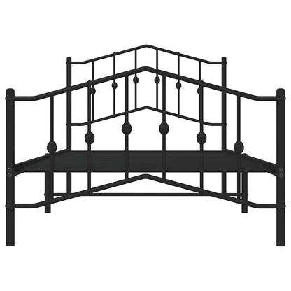 Giroletto con Testiera e Pediera Metallo Nero 100x190 cm | homemem39