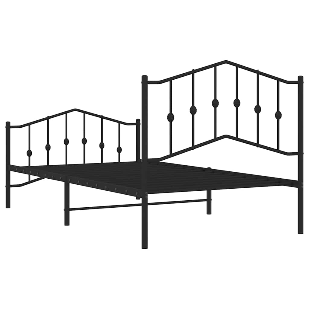 Giroletto con Testiera e Pediera Metallo Nero 100x190 cm | homemem39