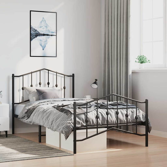 Giroletto con Testiera e Pediera Metallo Nero 100x190 cm | homemem39