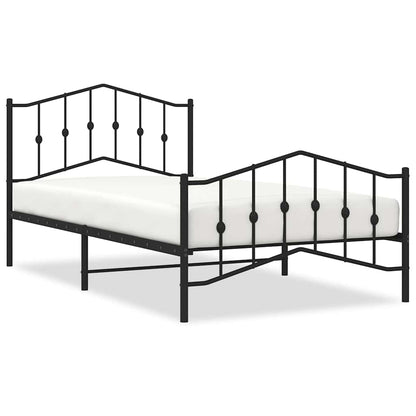 Giroletto con Testiera e Pediera Metallo Nero 100x200 cm | homemem39