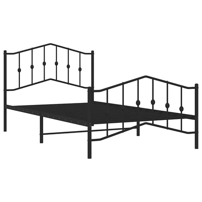 Giroletto con Testiera e Pediera Metallo Nero 100x200 cm | homemem39