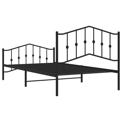 Giroletto con Testiera e Pediera Metallo Nero 100x200 cm | homemem39