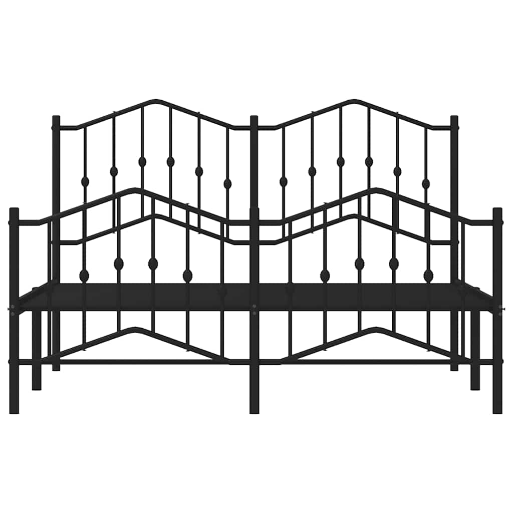 Giroletto con Testiera e Pediera Metallo Nero 135x190 cm | homemem39
