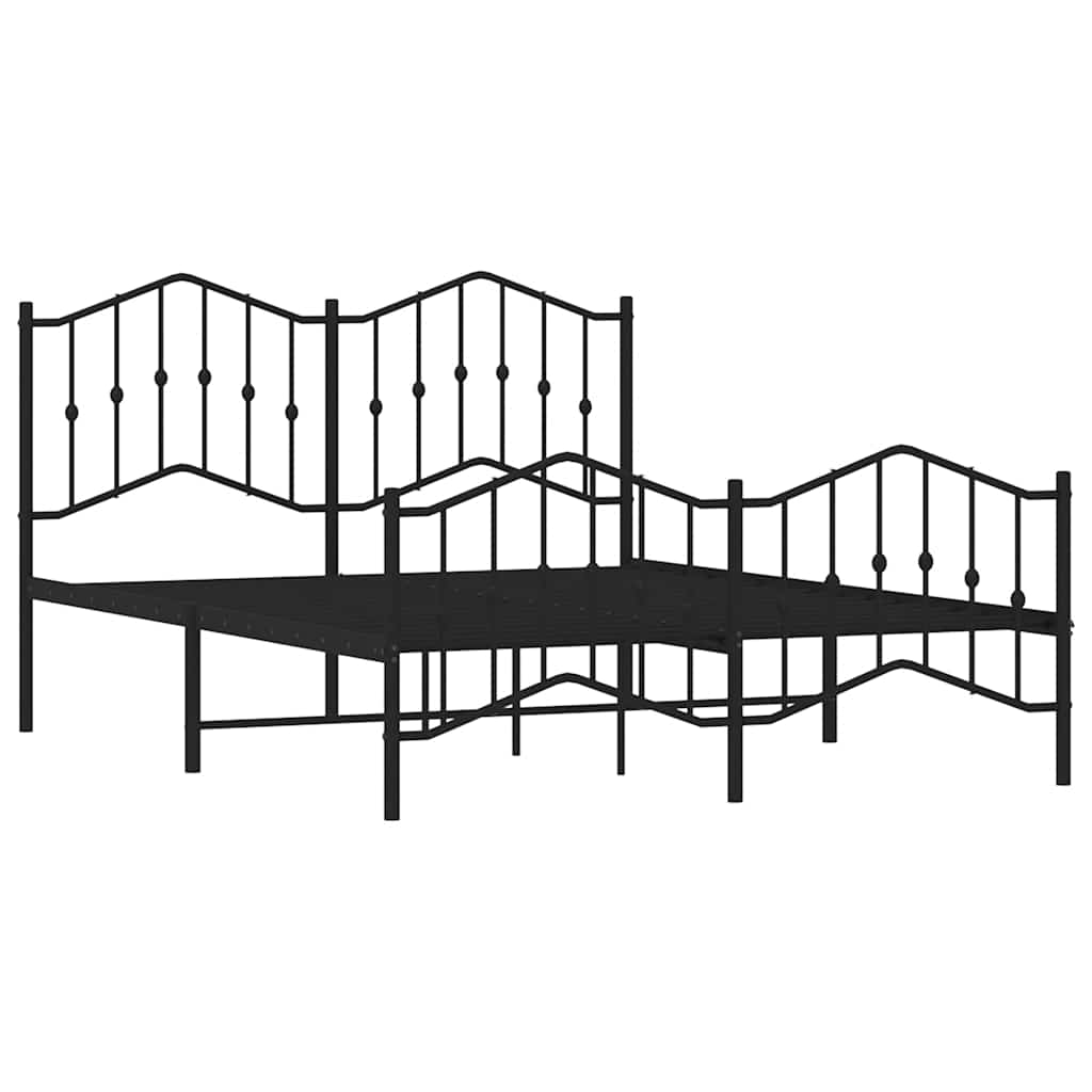 Giroletto con Testiera e Pediera Metallo Nero 150x200 cm | homemem39