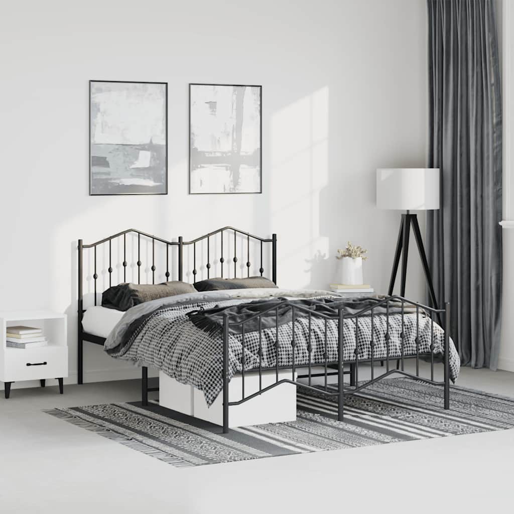 Giroletto con Testiera e Pediera Metallo Nero 150x200 cm | homemem39