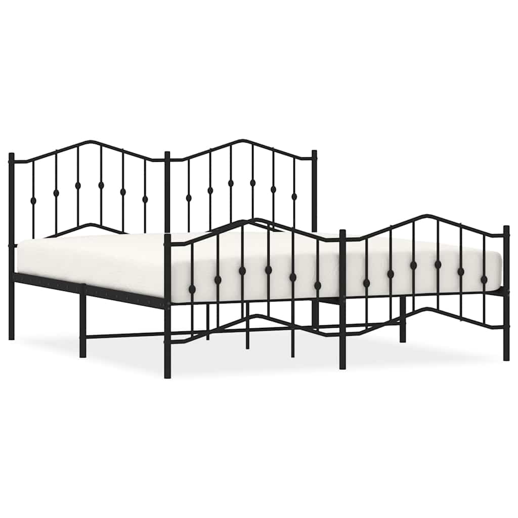 Giroletto con Testiera e Pediera Metallo Nero 183x213 cm | homemem39
