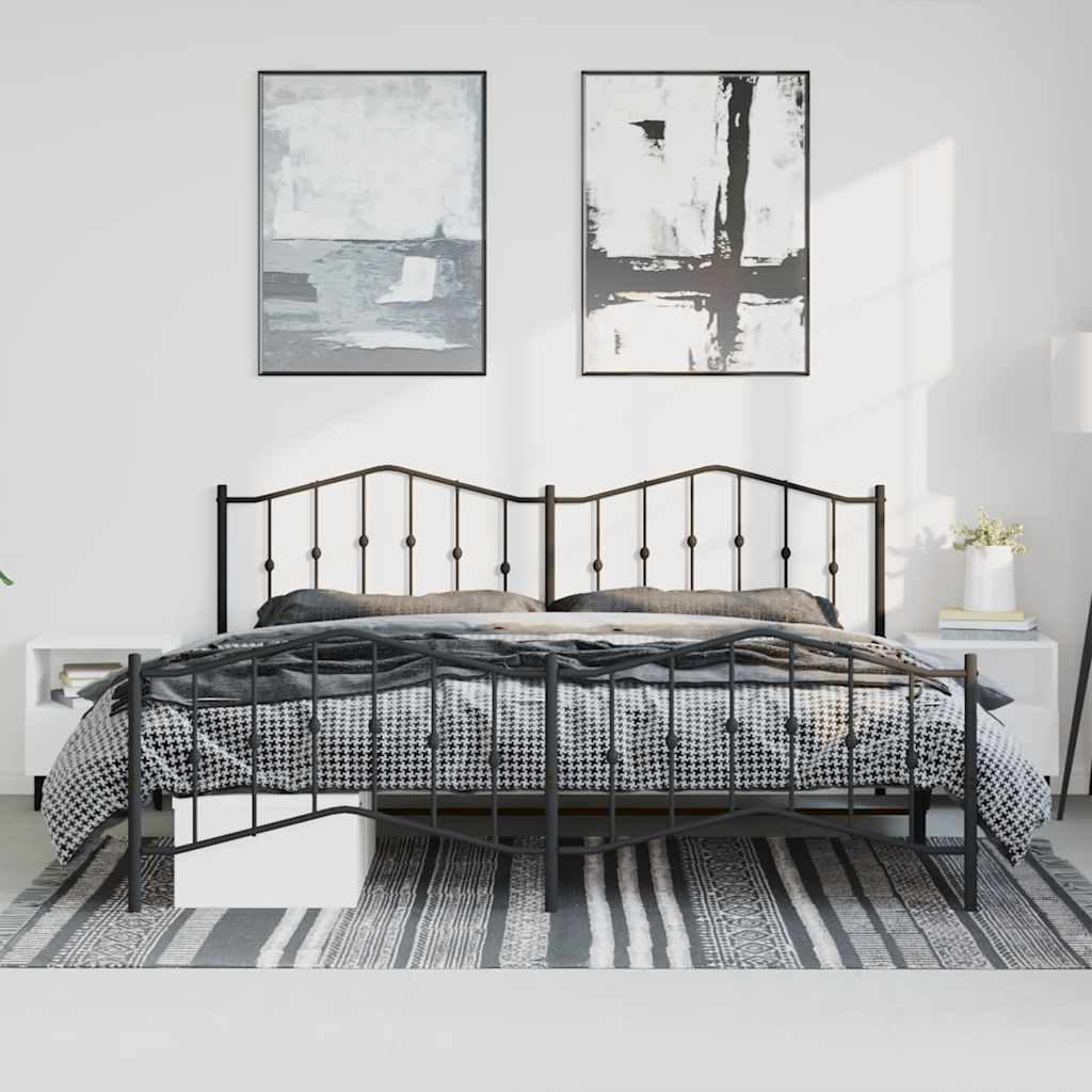 Giroletto con Testiera e Pediera Metallo Nero 183x213 cm | homemem39