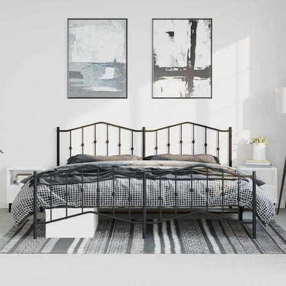 Giroletto con Testiera e Pediera Metallo Nero 183x213 cm | homemem39