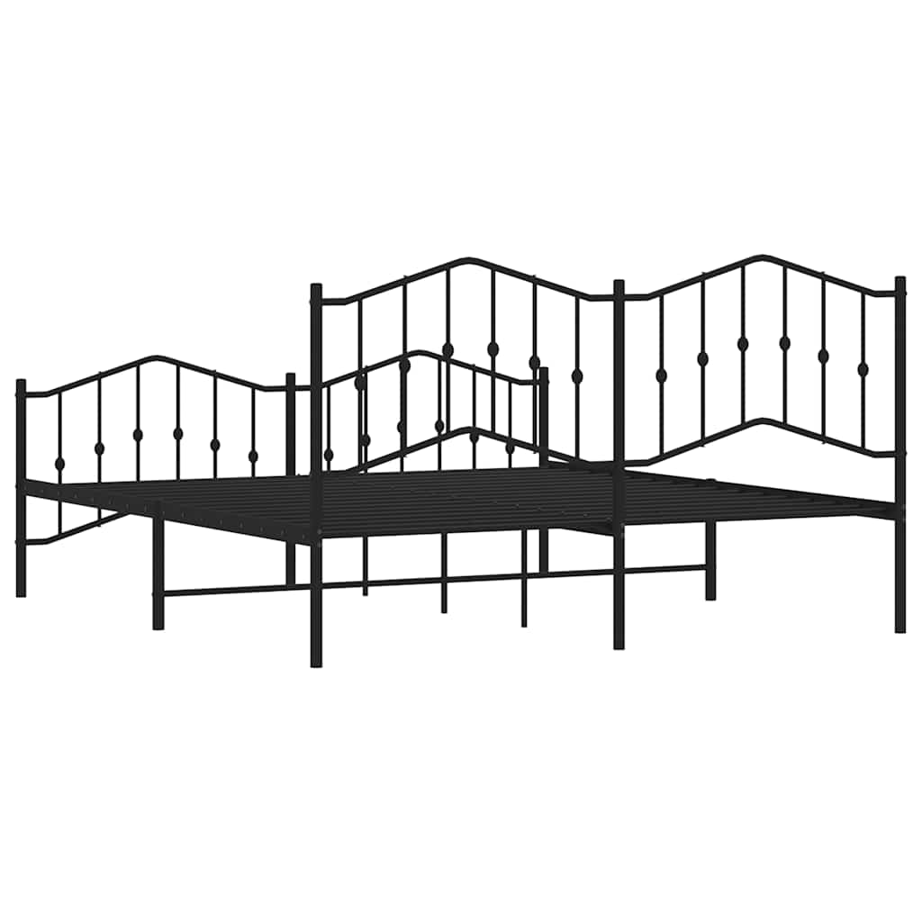 Giroletto con Testiera e Pediera Metallo Nero 183x213 cm | homemem39