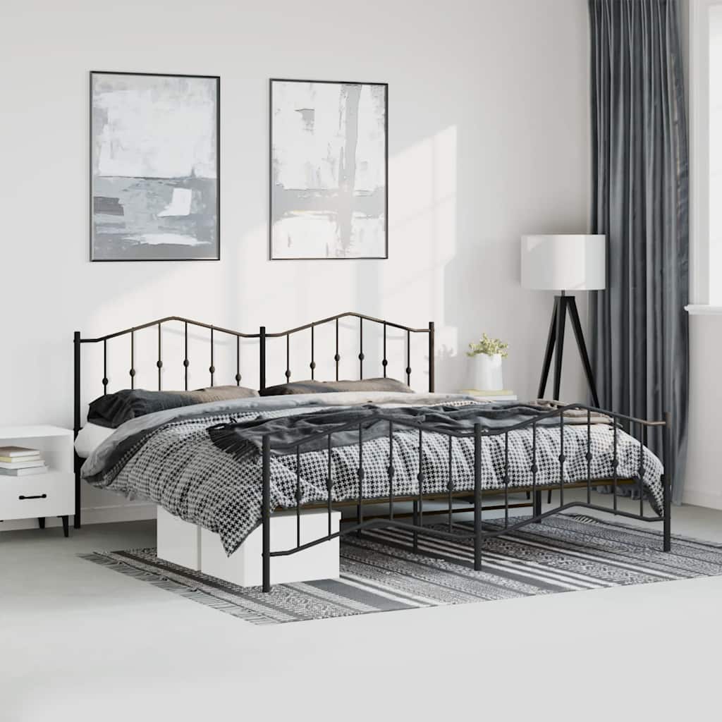 Giroletto con Testiera e Pediera Metallo Nero 183x213 cm | homemem39