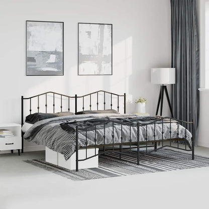 Giroletto con Testiera e Pediera Metallo Nero 183x213 cm | homemem39