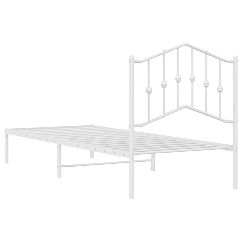 Giroletto con Testiera Metallo Bianco 90x190 cm | homemem39